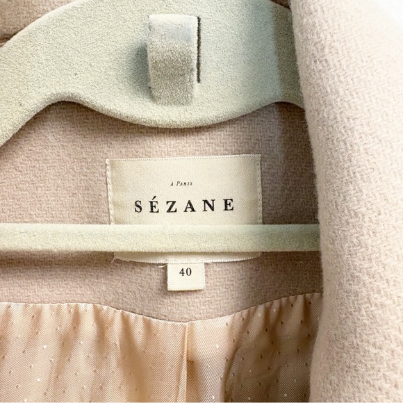 Sezane Johnson Wool Double Breasted Coat Sand Size 40 - Picture 4 of 10